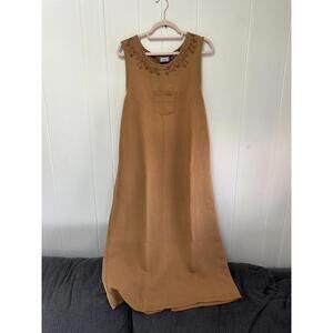 Premier International Brown Sleeveless Embroidered Dress size medium